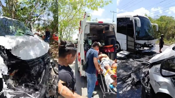Choque de frente entre una van turística y un camión