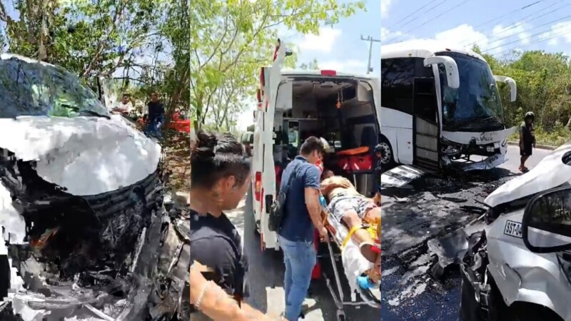 Choque de frente entre una van turística y un camión