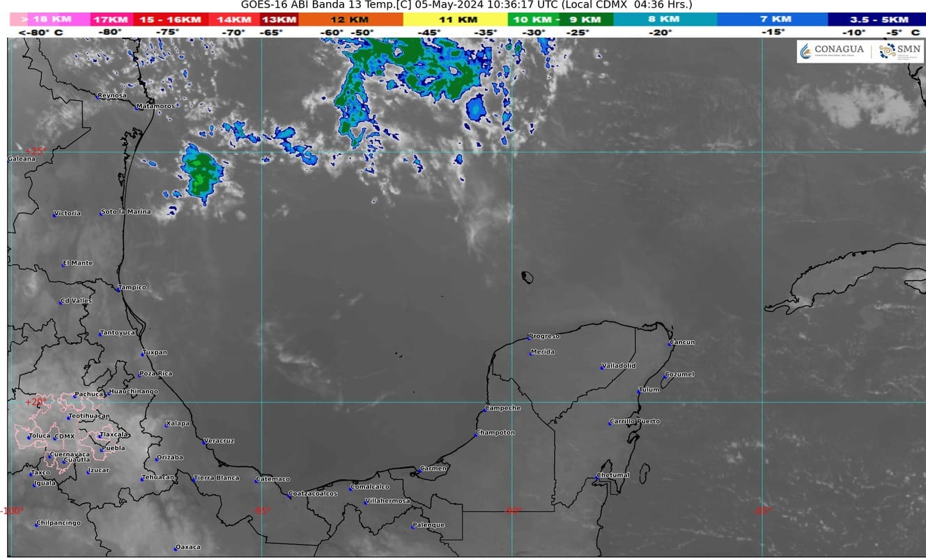 Pronóstico del clima para hoy domingo 5 de mayo 2024 en Quintana Roo; cielo parcialmente nublado con probabilidad de lluvias aisladas en el estado.