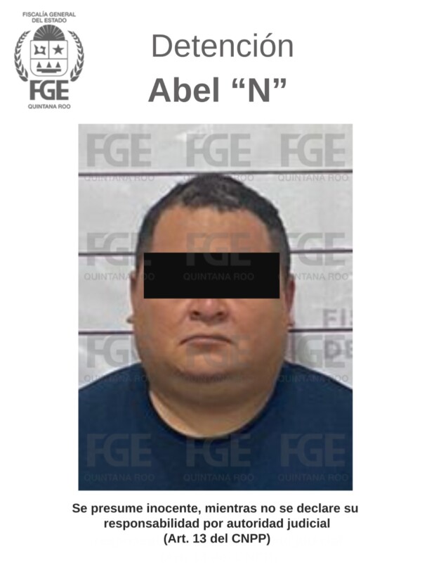 Captura la FGE a presunto feminicida en Cancún; los hechos que le imputan a Abel “N” se registraron la madrugada del 26 de mayo.