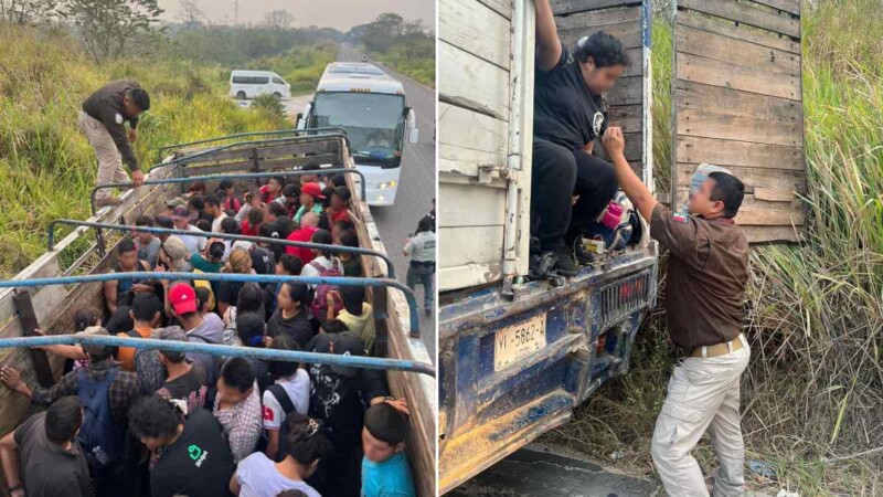 Rescatan a 72 migrantes que viajaban en el contenedor de un tractocamión