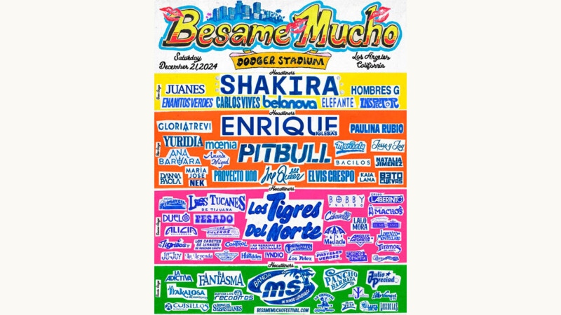 Shakira y Los Tigres del Norte encabezan el festival Bésame Mucho