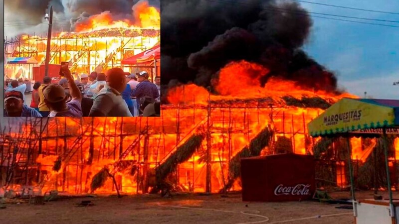 Arde plaza de toros en feria de Panabá, Yucatán