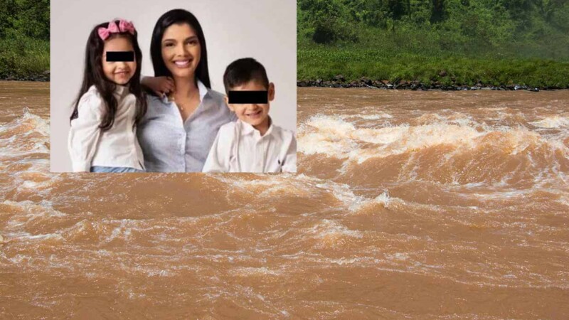 Madre se lanza a caudaloso rio con su dos hijos pequeños
