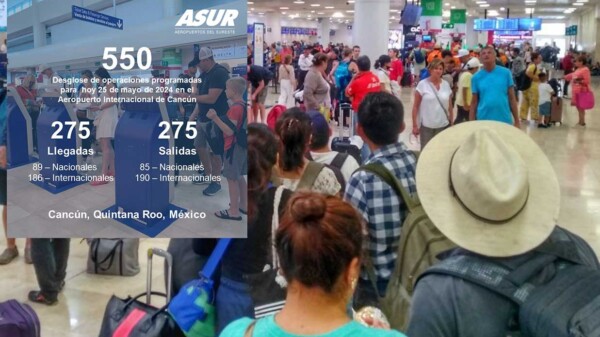 Alcanza Aeropuerto de Cancún 550 vuelos este sábado