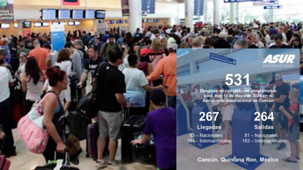 Nuevo descenso marca registro de 531 vuelos en Aeropuerto de Cancún