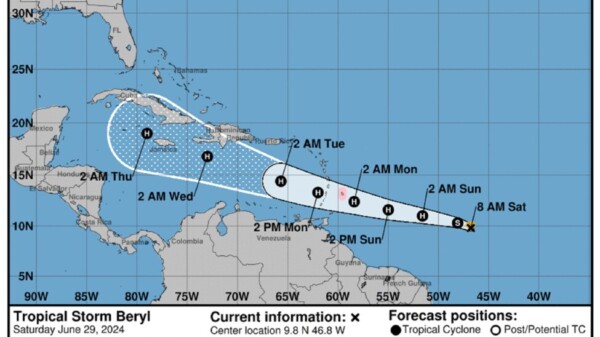 Avanza Tormenta ‘Beryl’ rumbo al mar Caribe