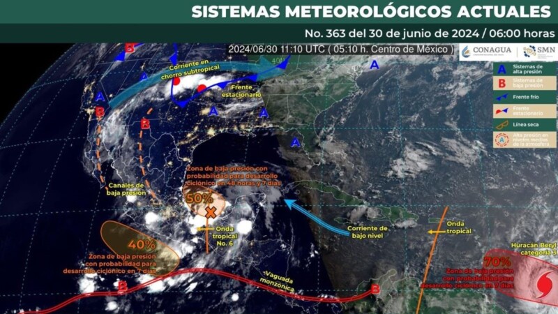 Pronóstico del clima para hoy domingo 30 de junio 2024 en Quintana Roo