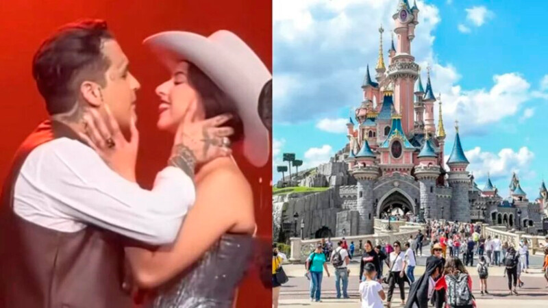 Christian Nodal y Ángela Aguilar disfrutan de su amor en Disneyland Paris