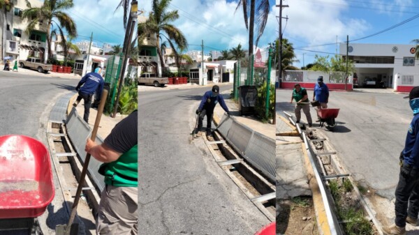Limpia Isla Mujeres alcantarillas en prevención de lluvias