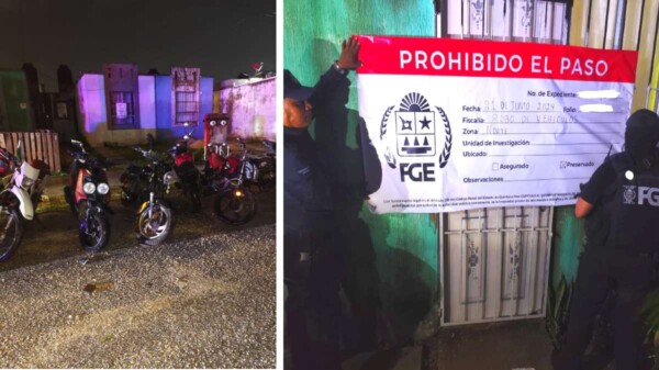Recuperan motos robadas, piezas y un mototaxi en una vivienda de Las Palmas en Cancún.