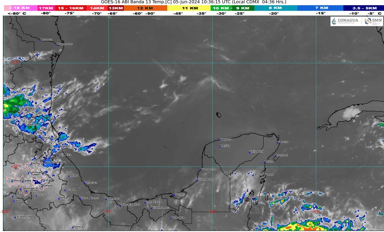 Pronóstico del clima para hoy miércoles 5 de junio 2024 en Quintana Roo; cielo medio nublado con probabilidad de intervalos de chubascos.