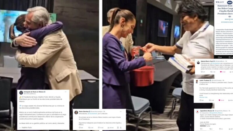 Felicitan presidentes a Sheinbaum por su aplastante triunfo