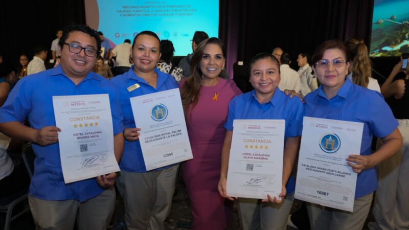 Entrega Mara Lezama reconocimientos de estándares de calidad que fortalecen la Nueva Era del Turismo en Quintana Roo