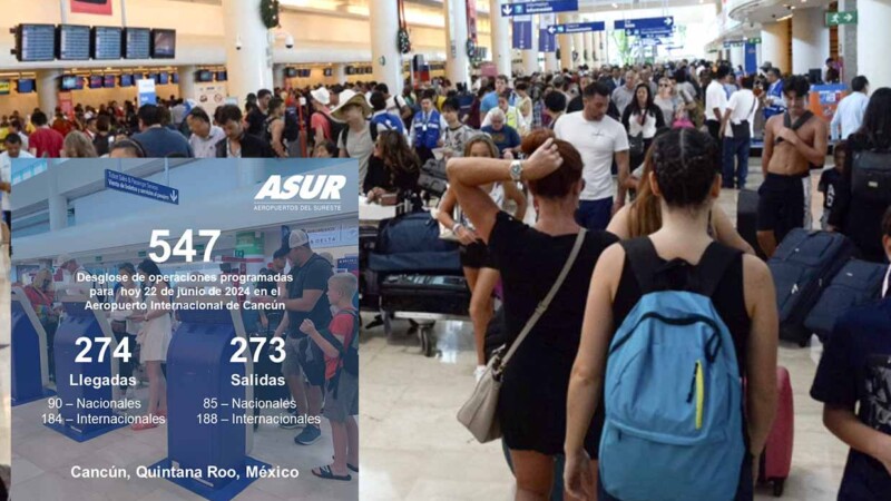 Reporta Aeropuerto de Cancún 547 vuelos este sábado