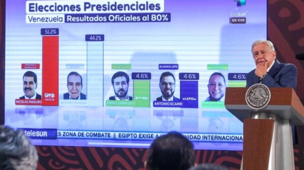 Felicita AMLO al pueblo de Venezuela, porque no hubo violencia