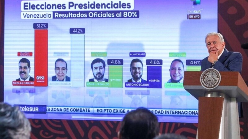 Felicita AMLO al pueblo de Venezuela, porque no hubo violencia