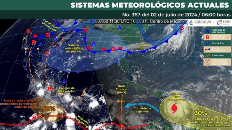 Pronóstico del clima para hoy martes 2 de julio 2024 en Quintana Roo