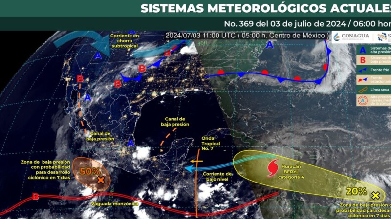 Pronóstico del clima para hoy miércoles 3 de julio 2024 en Quintana Roo