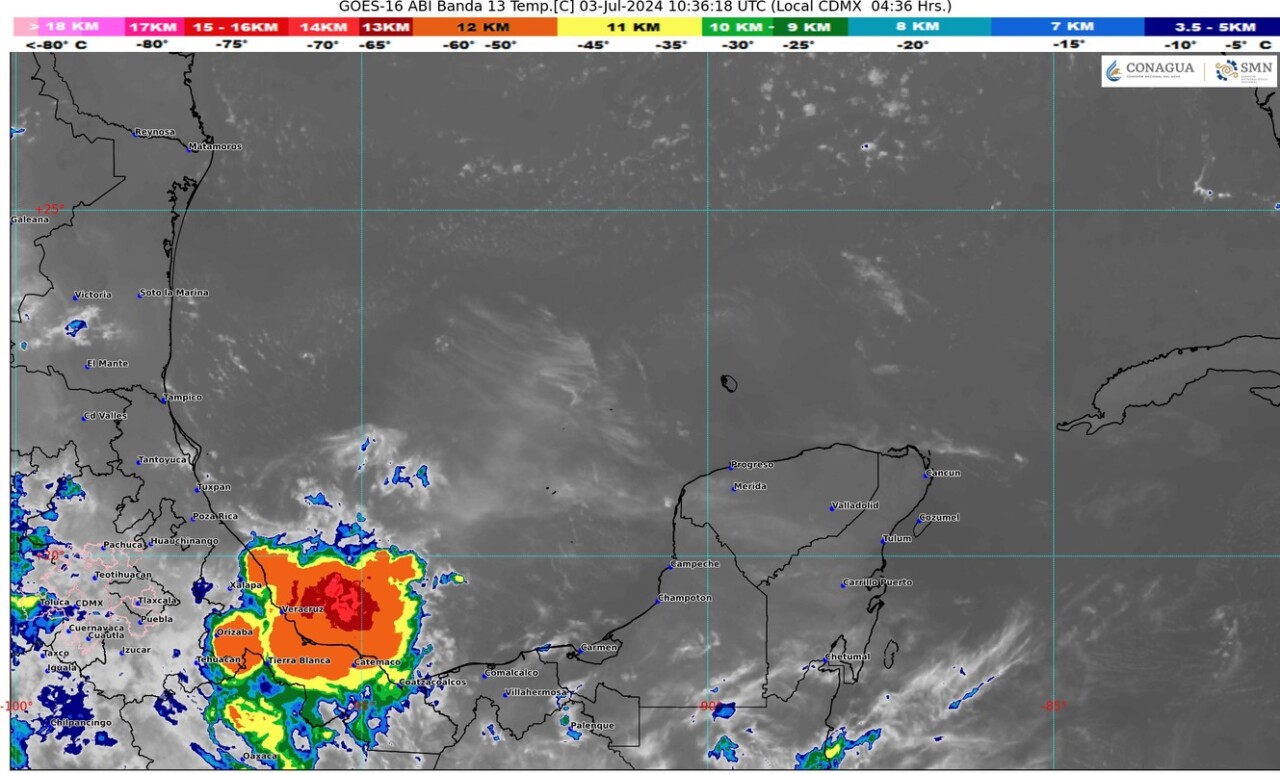 Pronóstico del clima para hoy miércoles 3 de julio 2024 en Quintana Roo; cielo medio nublado con intervalos de chubascos en Campeche, Yucatán y el estado.