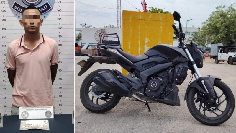 Detienen a sujeto con motocicleta robada en Playa del Carmen