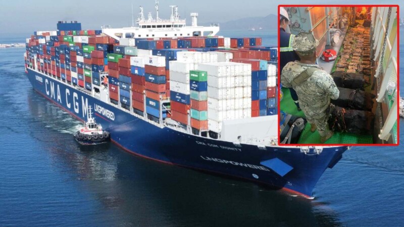 Asegura la Marina más de 200 kilos de droga en el megabuque CMA CGM Dignity