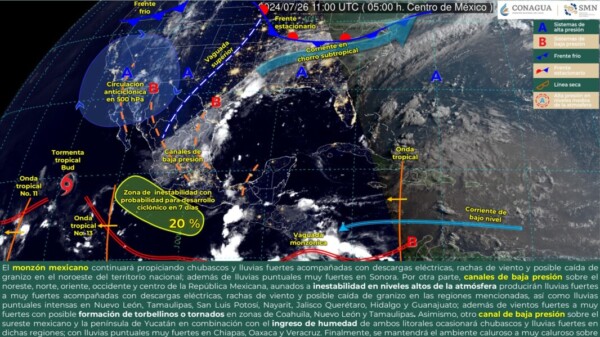 Pronóstico del clima para hoy viernes 26 de julio 2024 en Quintana Roo