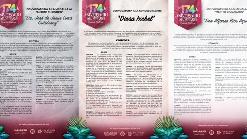 Entregará Isla Mujeres medallas al Mérito Turístico y Ciudadano