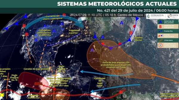 Pronóstico del clima para hoy lunes 29 de julio 2024 en Quintana Roo