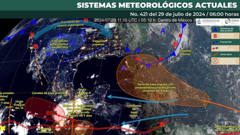 Pronóstico del clima para hoy lunes 29 de julio 2024 en Quintana Roo