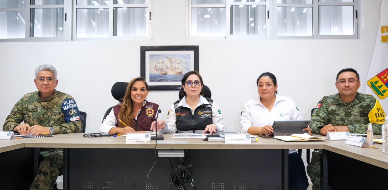 La gobernadora mantiene coordinación desde el Centro de Mando de Incidencias de la base naval de Playa Linda, para fortalecer acciones preventivas.