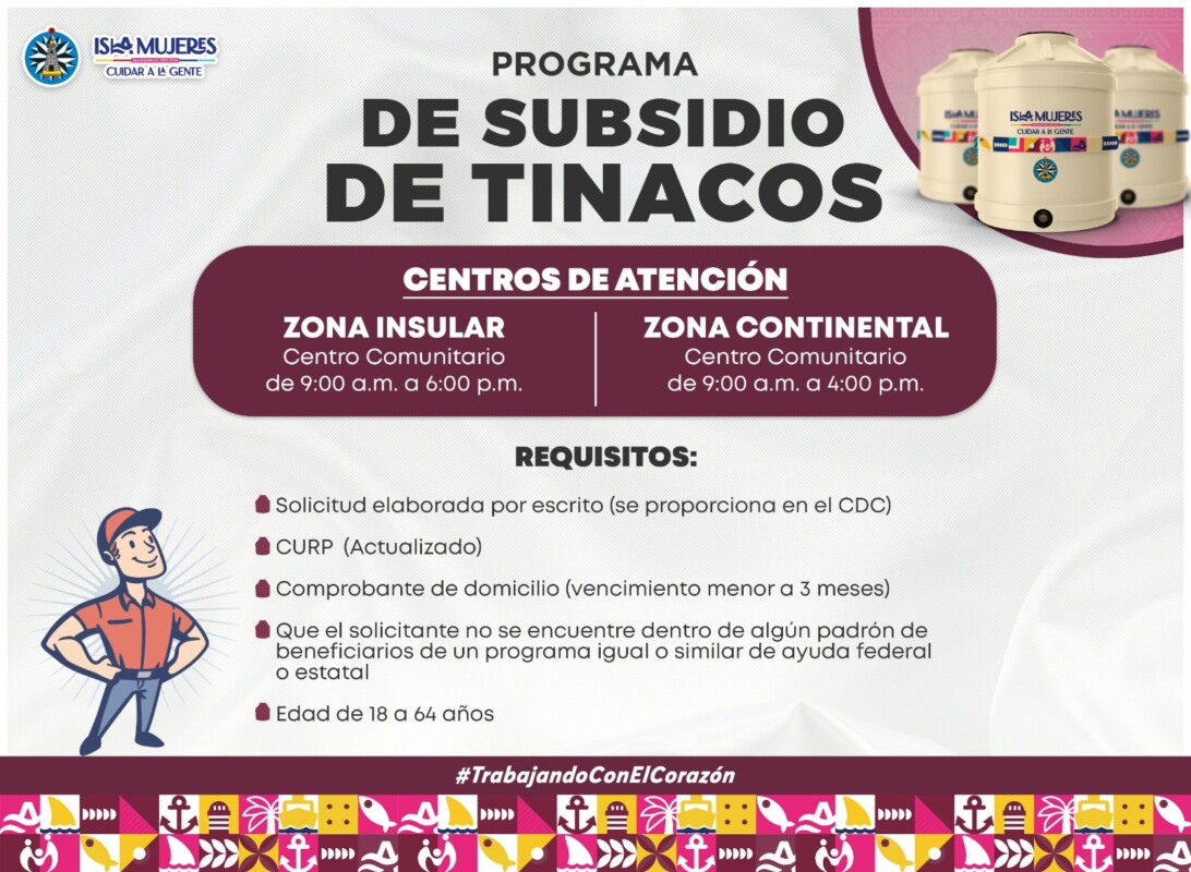 El Gobierno Municipal de Isla Mujeres continúa con el Programa de Subsidio de Tinacos; se entregarán 40 más para dar seguimiento al programa que inició en julio de 2023.
