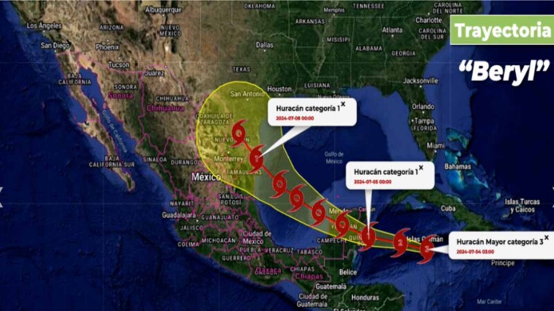 Beryl se degrada a huracán categoría 2
