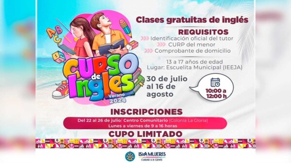 Gobierno Municipal de Isla Mujeres impartirá clases gratuitas de inglés a las y los adolescentes