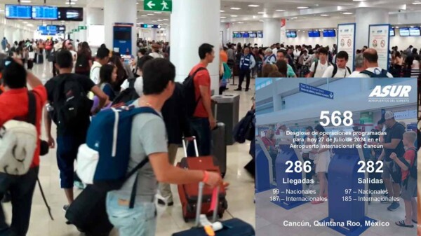 Aeropuerto de Cancún programa 568 vuelos este sábado