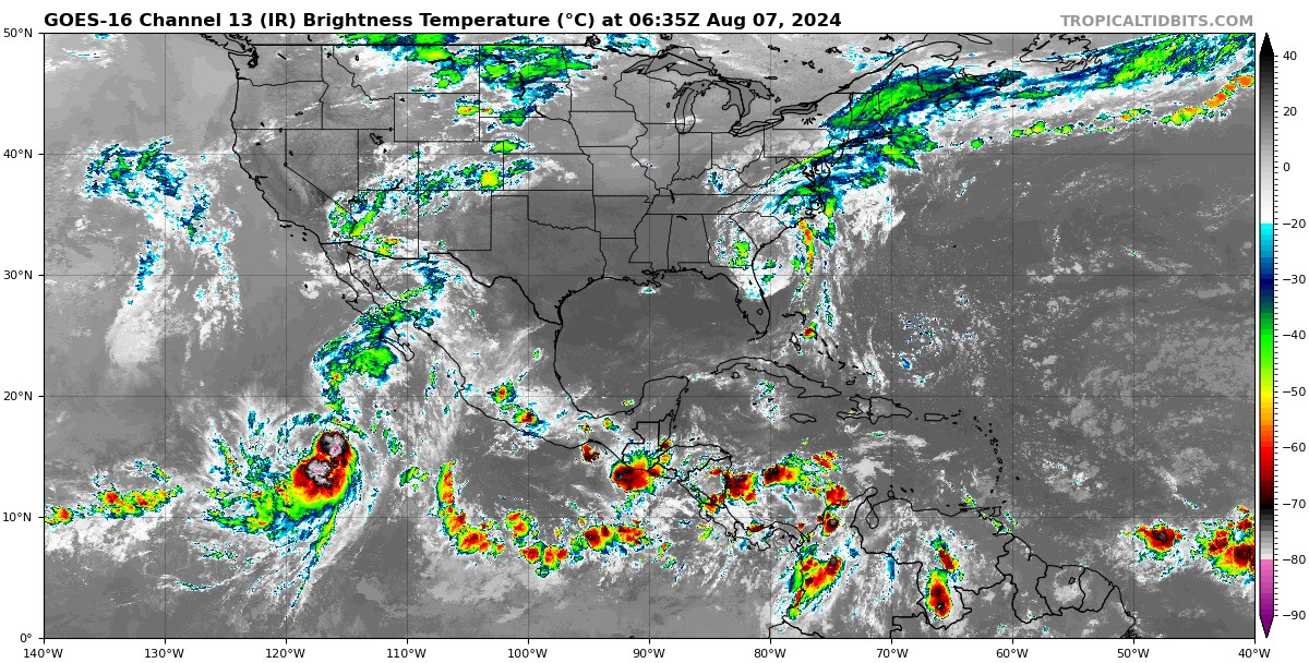 Pronóstico del clima para hoy miércoles 7 de agosto 2024 en Quintana Roo; durante la tarde ambiente cálido, y caluroso en zonas de Campeche y Yucatán.