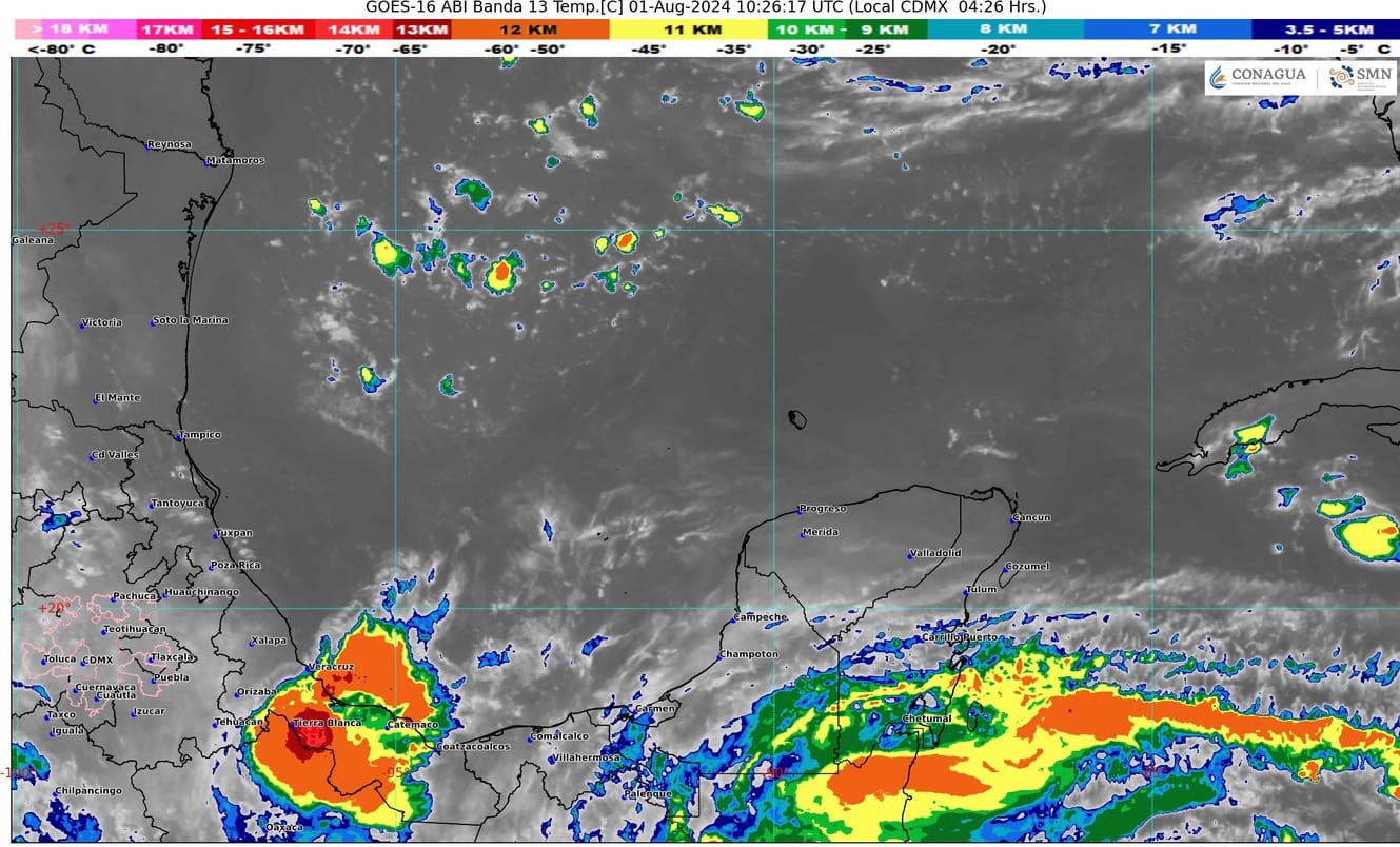 Pronóstico del clima para hoy jueves 1 de agosto 2024 en Quintana Roo; cielo medio nublado y chubascos en Yucatán y Quintana Roo.
