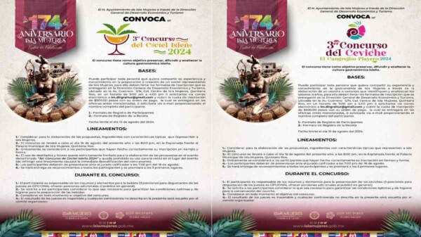 Gobierno de Isla Mujeres abre convocatoria para los concursos de Ceviche y Cóctel Isleño