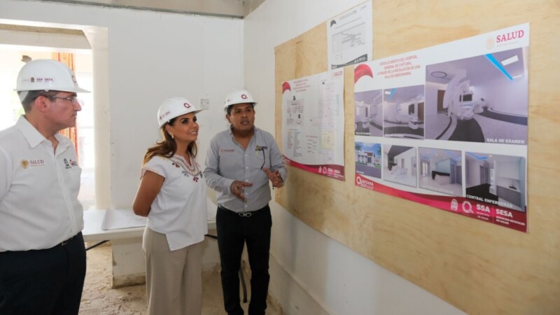 Mara Lezama supervisa el avance del 60% en la sala de hemodinamia de Chetumal