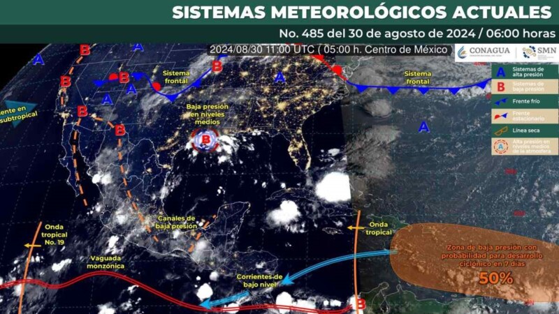 Pronóstico del clima para hoy viernes 30 de agosto 2024 en Quintana Roo