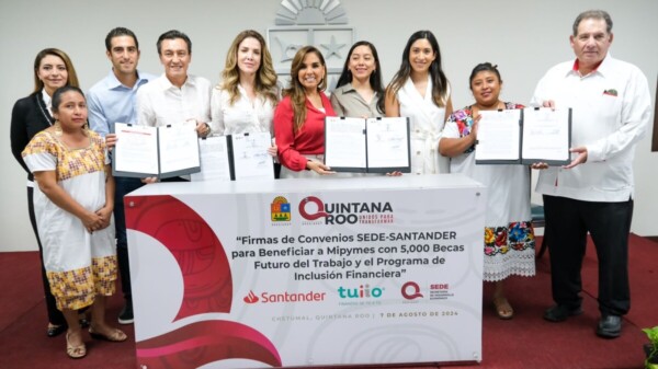 Mara Lezama y Banco Santander firman convenio para impulsar la inclusión financiera de MiPymes y grupos vulnerables