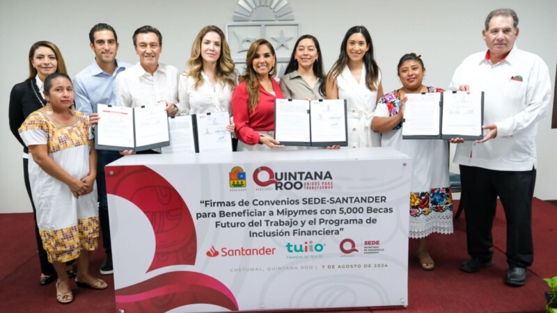 Mara Lezama y Banco Santander firman convenio para impulsar la inclusión financiera de MiPymes y grupos vulnerables