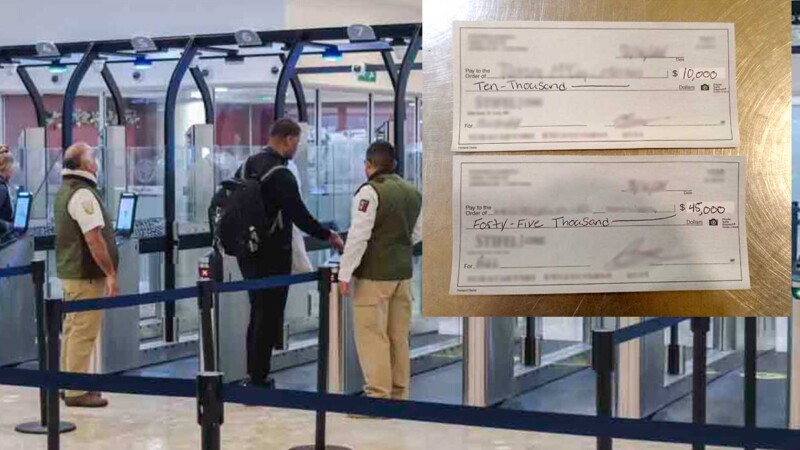 Detienen a extranjero en Aeropuerto de Cancún con 55 Mil dólares en cheques