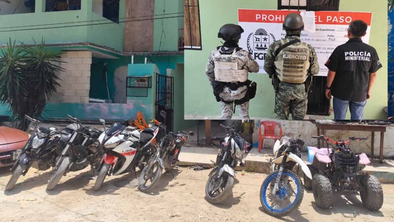 Recuperan autoridades siete motos robadas durante cateo en ZC de Isla Mujeres