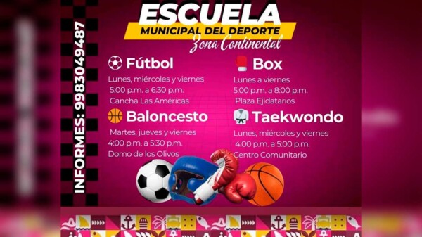 Gobierno de Isla Mujeres promueve la activación física en Zona Continental a través de la Escuela Municipal del Deporte