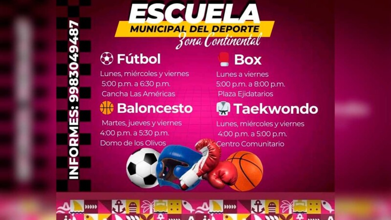 Gobierno de Isla Mujeres promueve la activación física en Zona Continental a través de la Escuela Municipal del Deporte