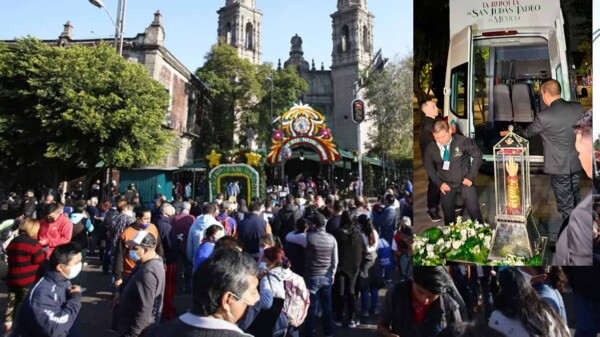 Feligreses abarrotan templo en CDMX para ver reliquias de San Judas Tadeo