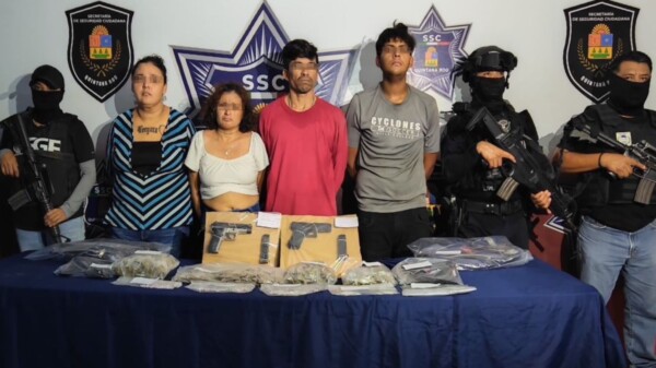 Cuatro detenidos con drogas y armas en la Supermanzana 215 de Cancún