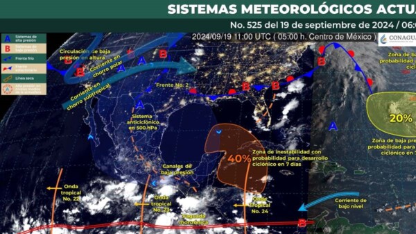 Pronóstico del clima en Quintana Roo para hoy jueves 19 de septiembre 2024.