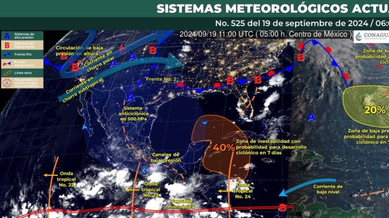 Pronóstico del clima en Quintana Roo para hoy jueves 19 de septiembre 2024.